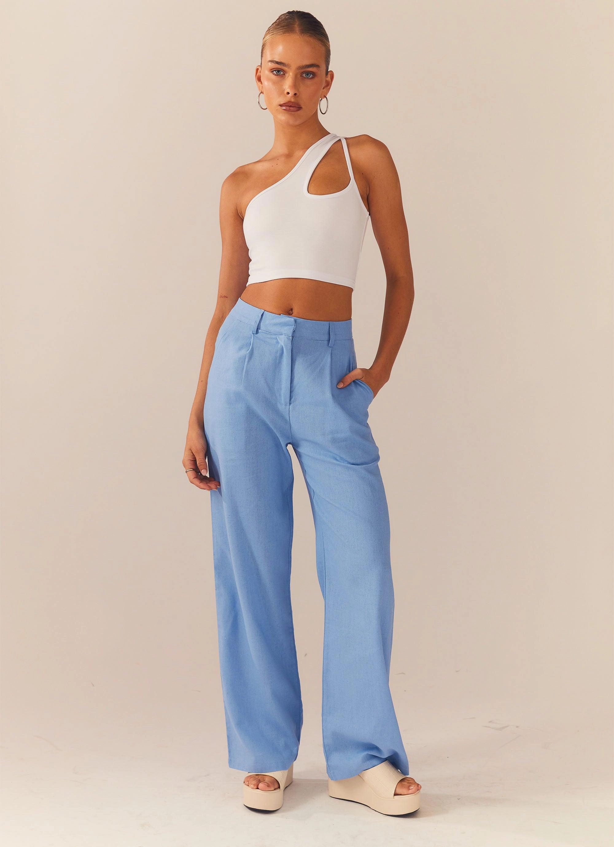 Cedar Crop Top - White Flexible Knit Fabric