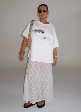 Comfortable Look Wear Jaz Lace Maxi Skirt - White