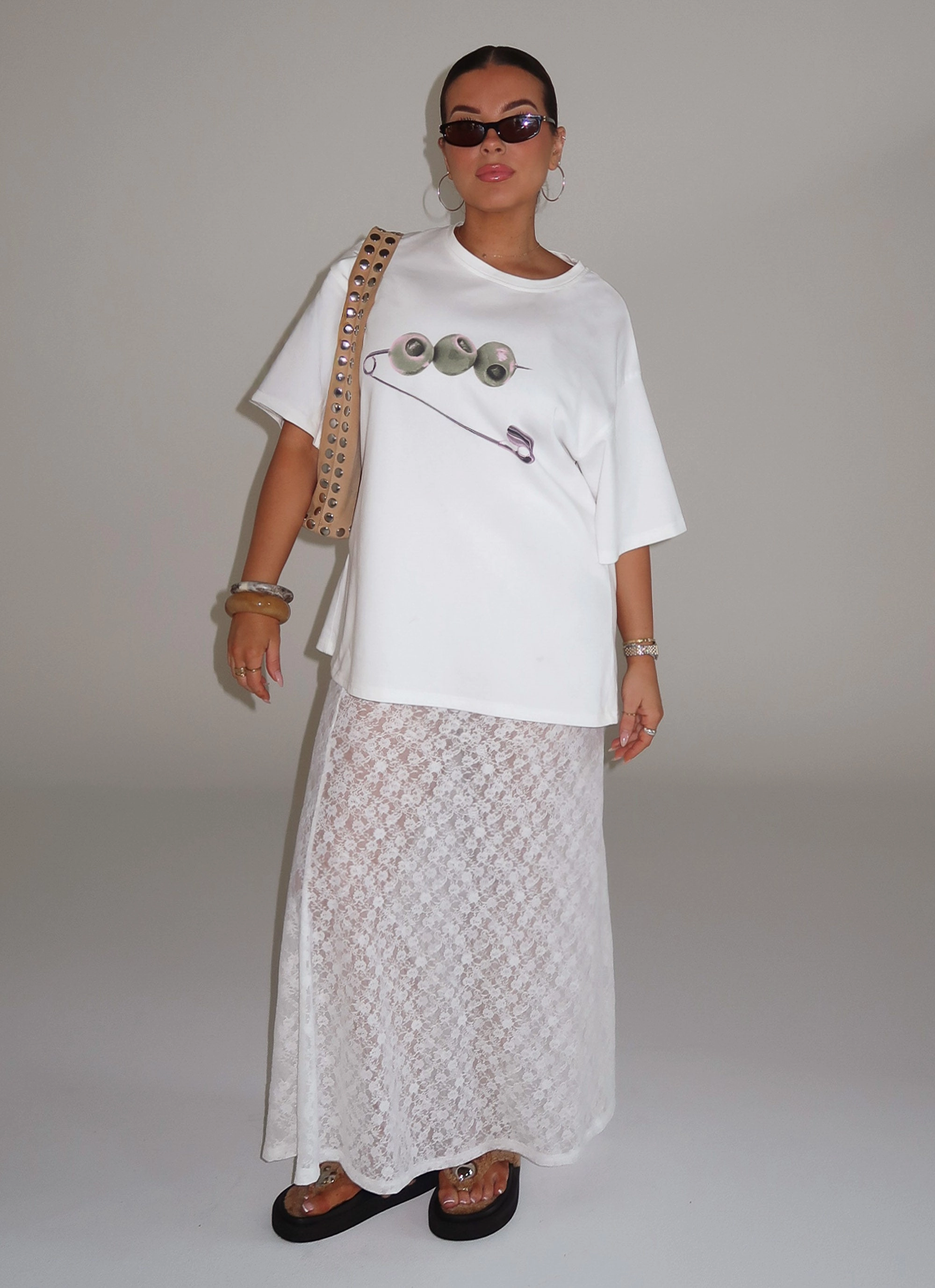 Comfortable Look Wear Jaz Lace Maxi Skirt - White