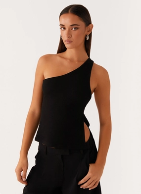 Anti Bacterial Layer Minimalist Styling Safiya One Shoulder Top - Black