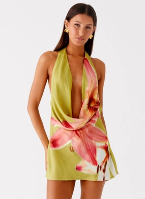 Chic Style Wear Varindra Cowl Mini Dress - Jungle Floral