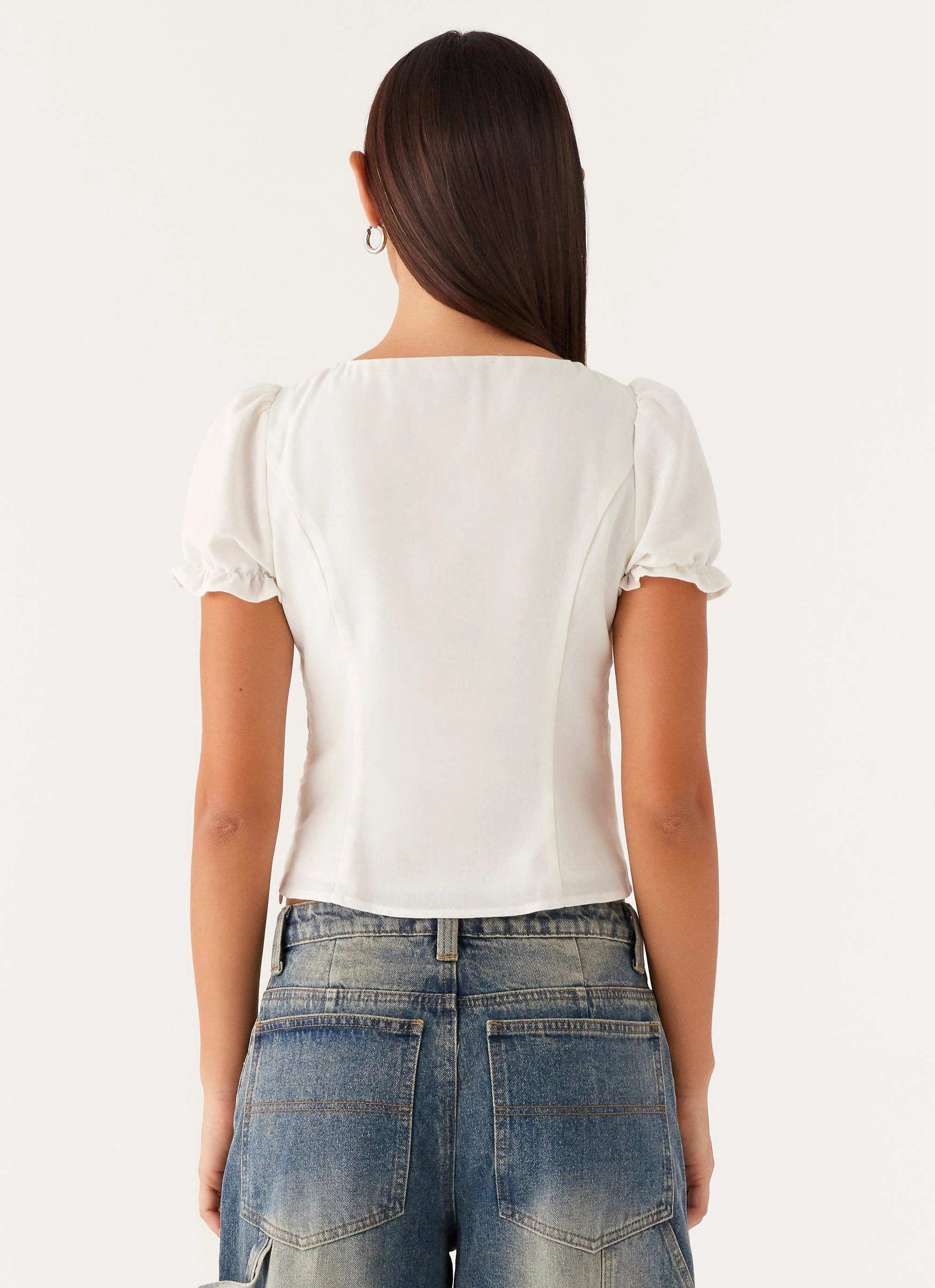 These Words Puff Sleeve Top - White MoistureWicking Technology SoftInteriorLining