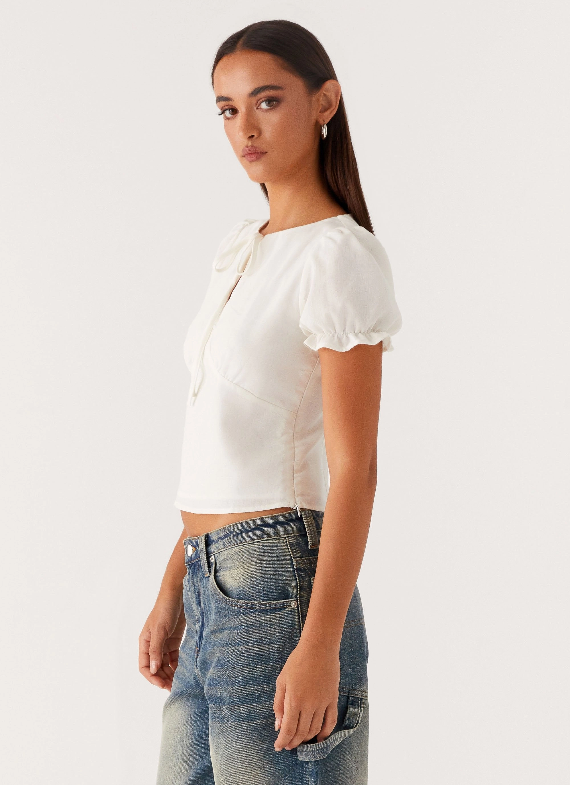 ColorfastMaterial These Words Puff Sleeve Top - White