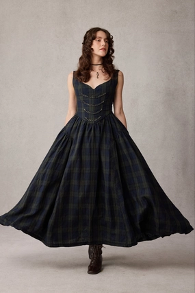 Thistle 26 |Vintage victorian corset dress with Metal Chain BondedShoulder