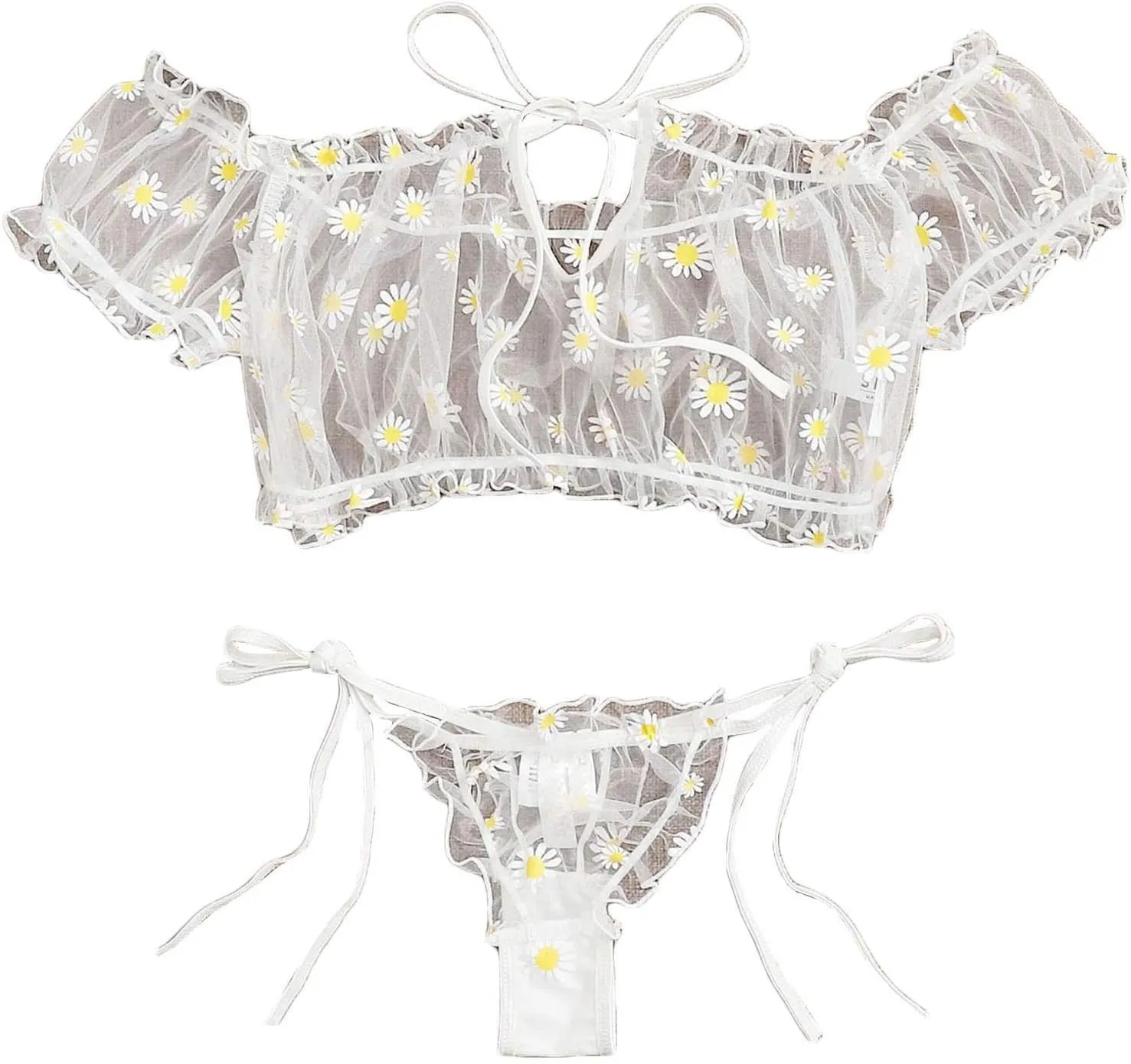 Thong Bra Sleepwear Embroidery Pajamas Bowknot Women Set Lingerie Strapless Lace Hot Lingerie