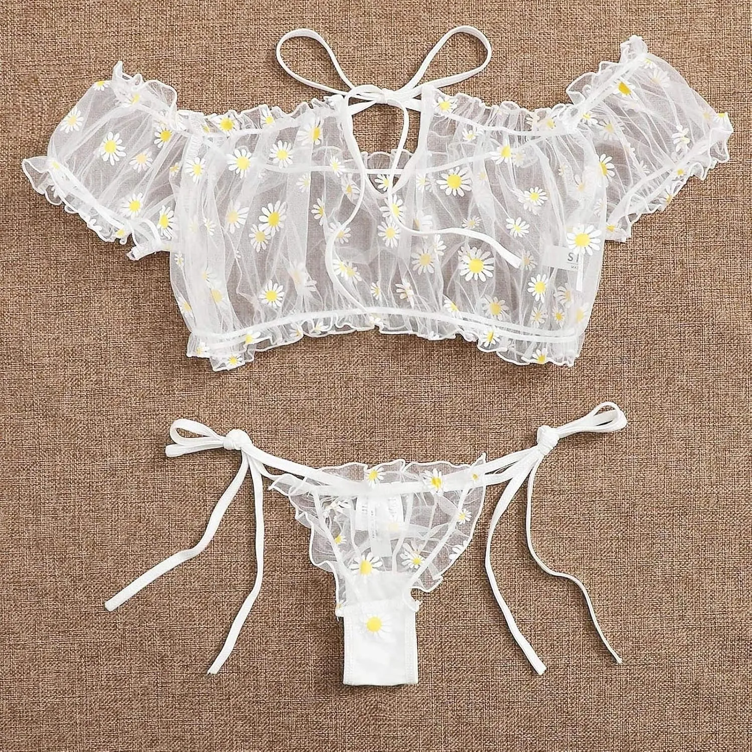 Thong Bra Sleepwear Embroidery Pajamas Bowknot Women Set Lingerie Strapless Lace Hot Lingerie