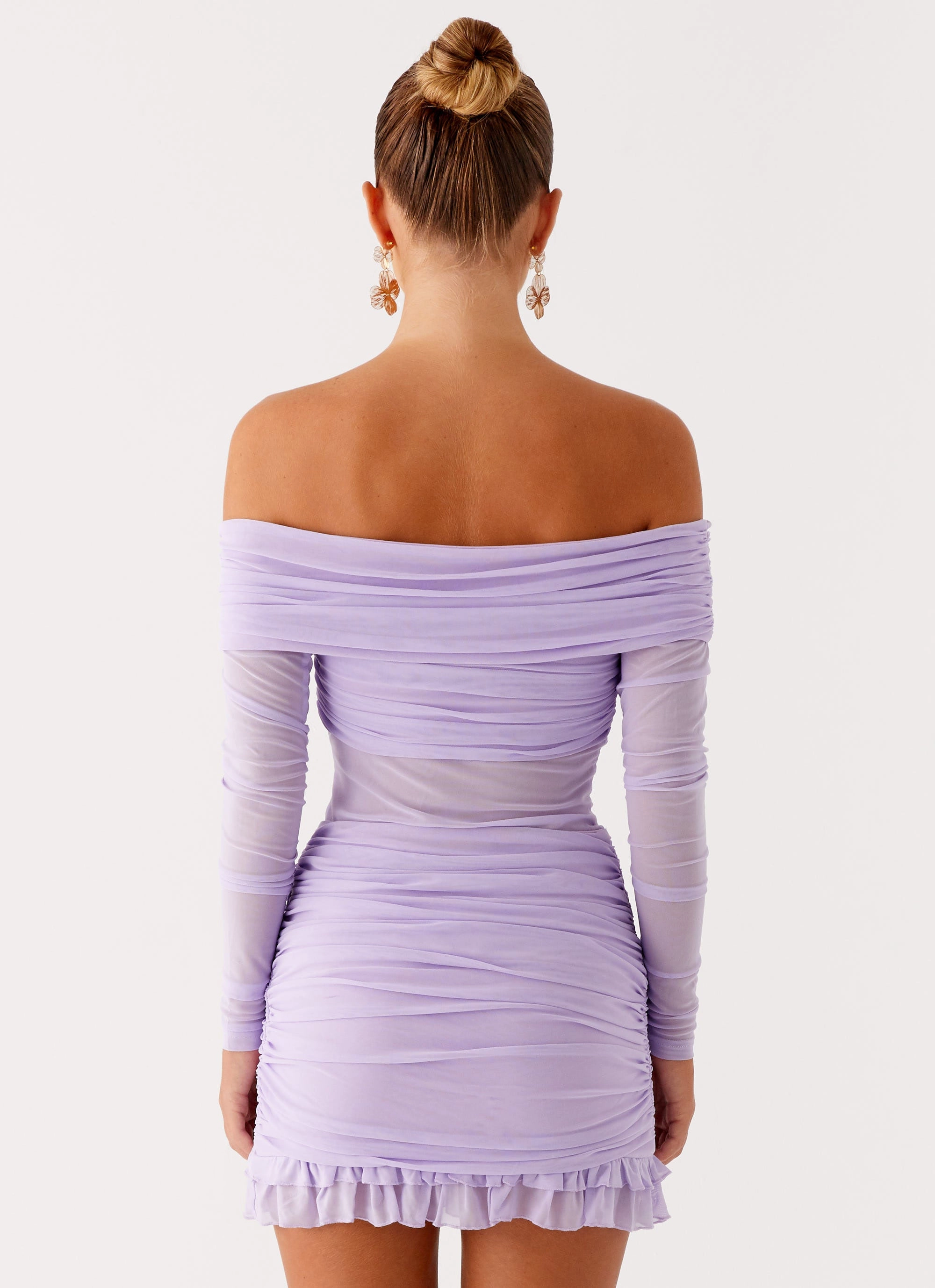 Noble Glow Muted Tones Tiff Long Sleeve Mini Dress - Lilac