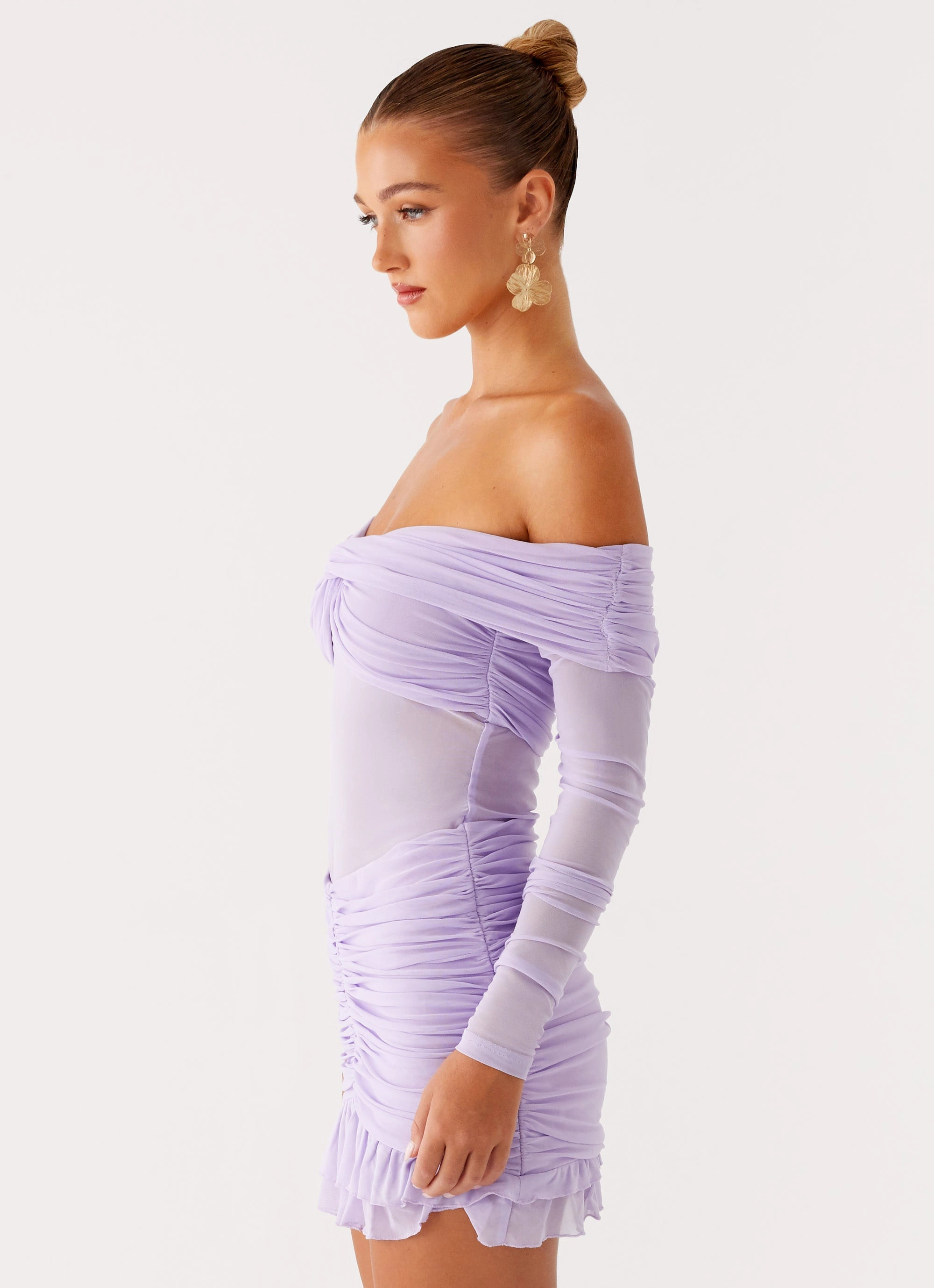 Timeless elegance Summer Wardrobe Tiff Long Sleeve Mini Dress - Lilac