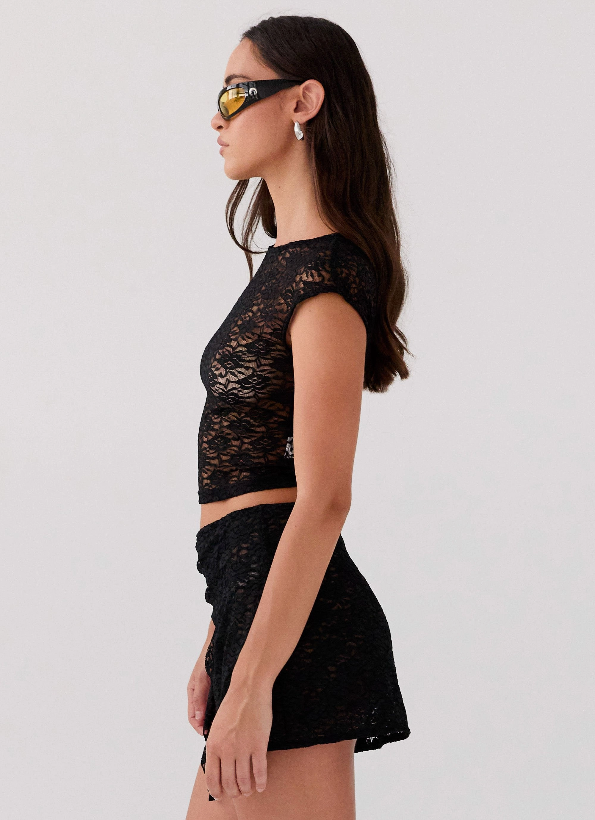 Tiffany Lace Top - Black FourWayStretchFabric