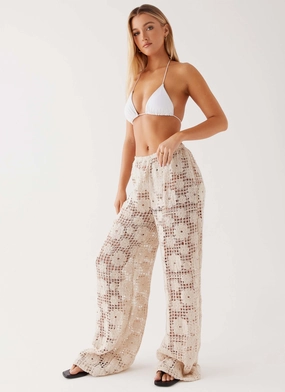 Simple Comfort Shell Beach Crochet Pants - Ivory