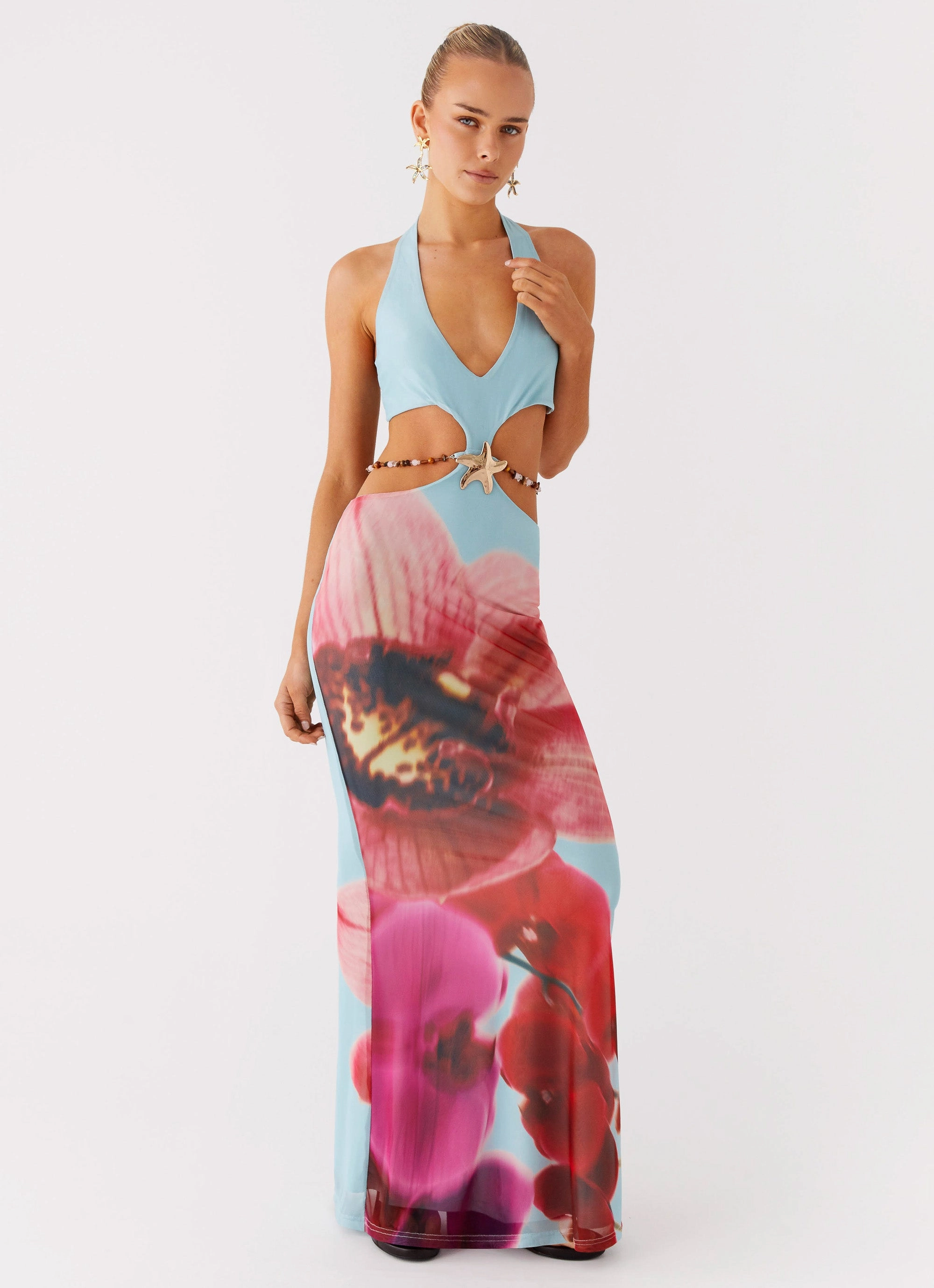 All Fit Style Dreamy Look Time To Dance Maxi Dress - Turquoise Bloom