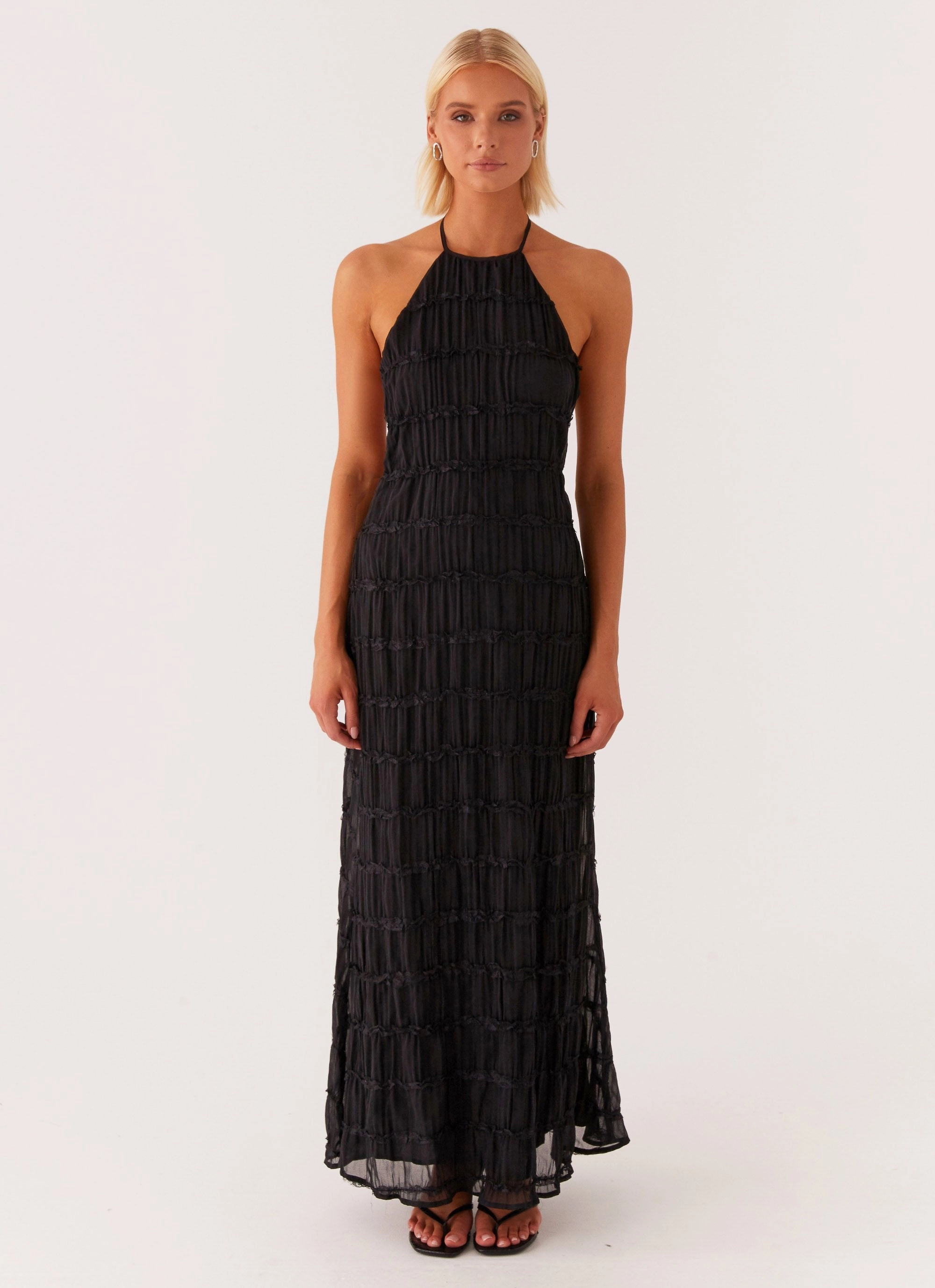 Shirred-Detail Aullie Maxi Dress - Black
