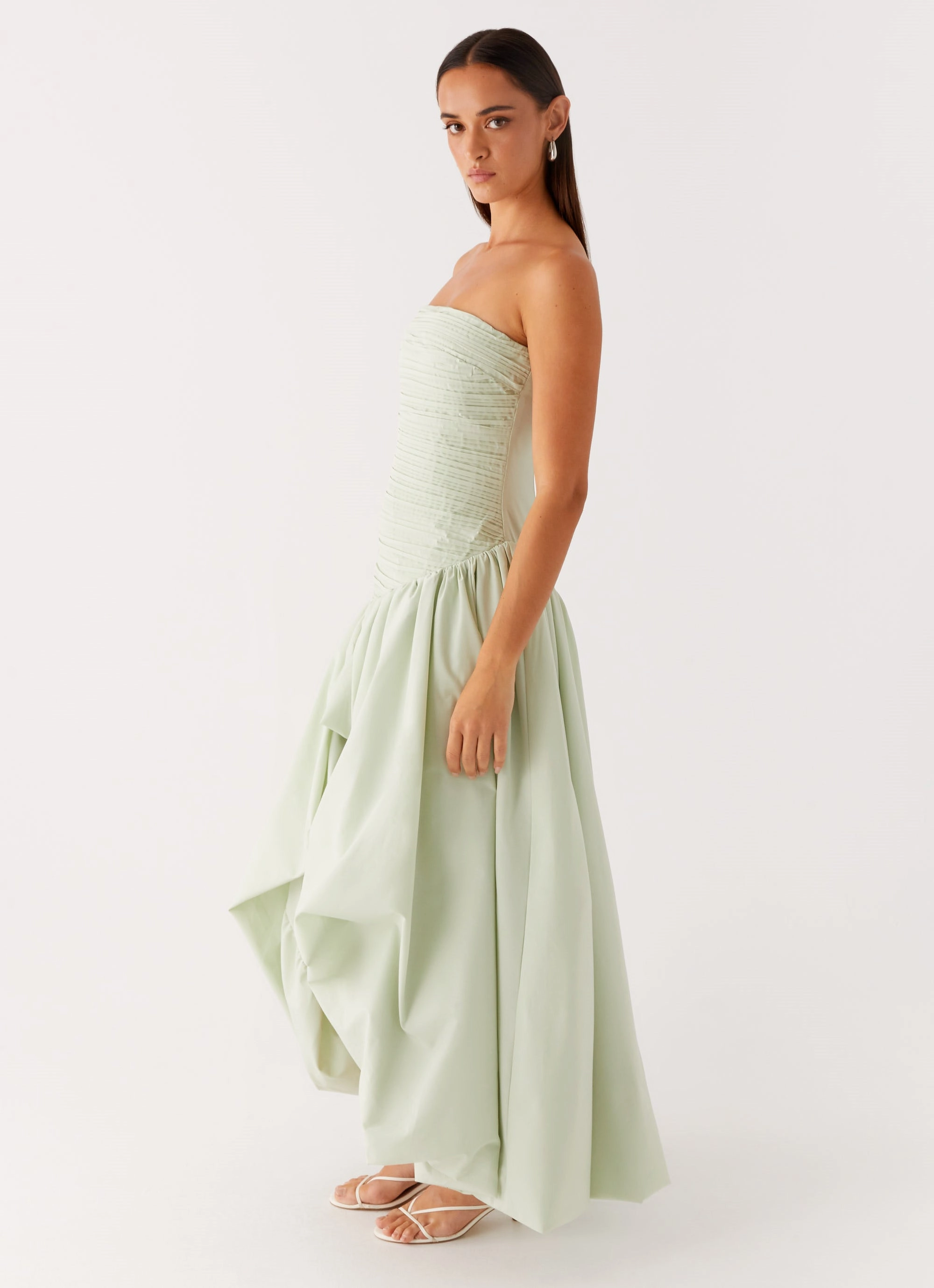 Misa Bubble Maxi Dress - Mint Back Detail