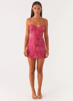 Vietta Sequin Cami Mini Dress - Fuchsia Japan Line Youthful Mood