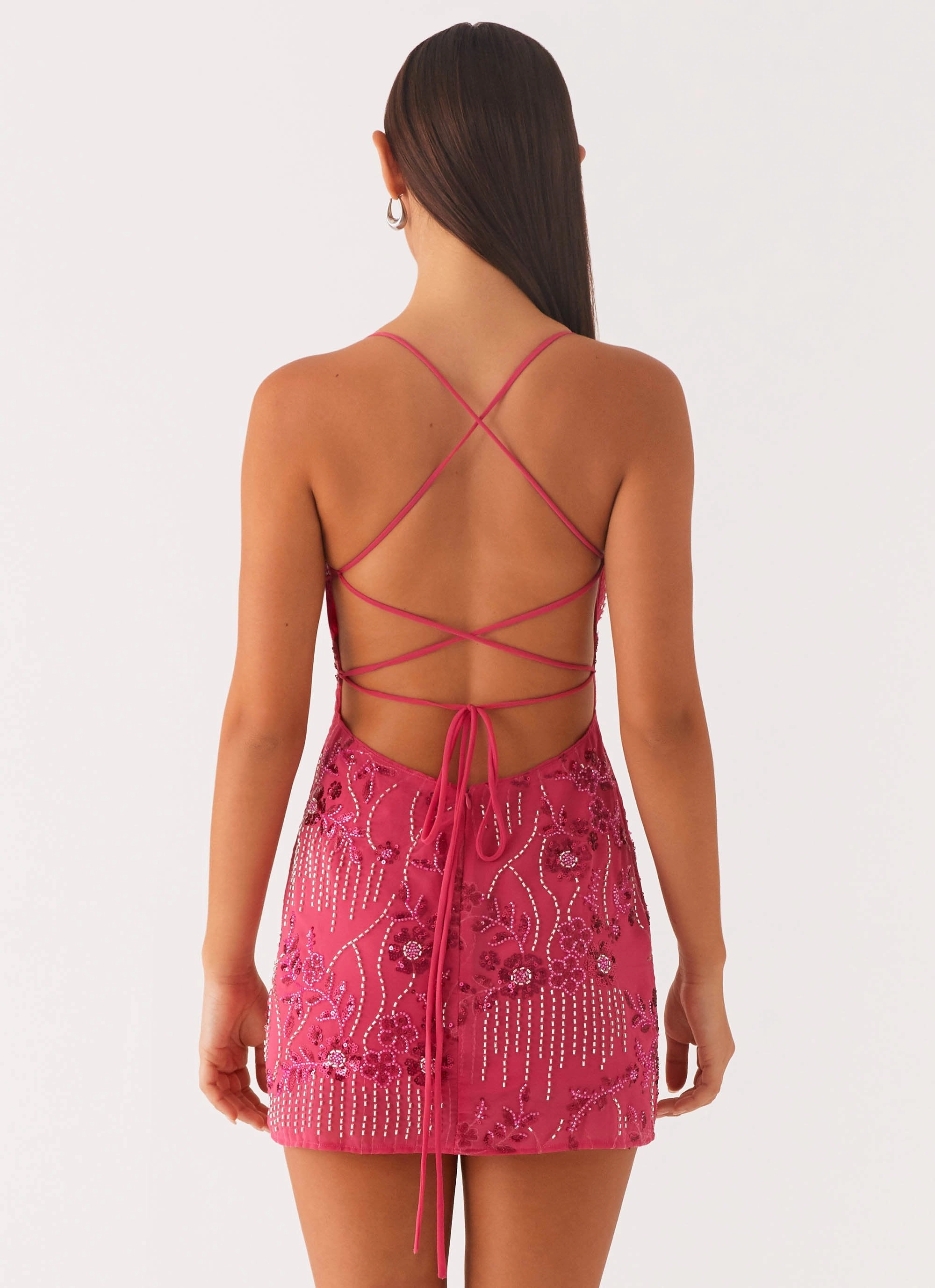 Eye Appeal Vietta Sequin Cami Mini Dress - Fuchsia