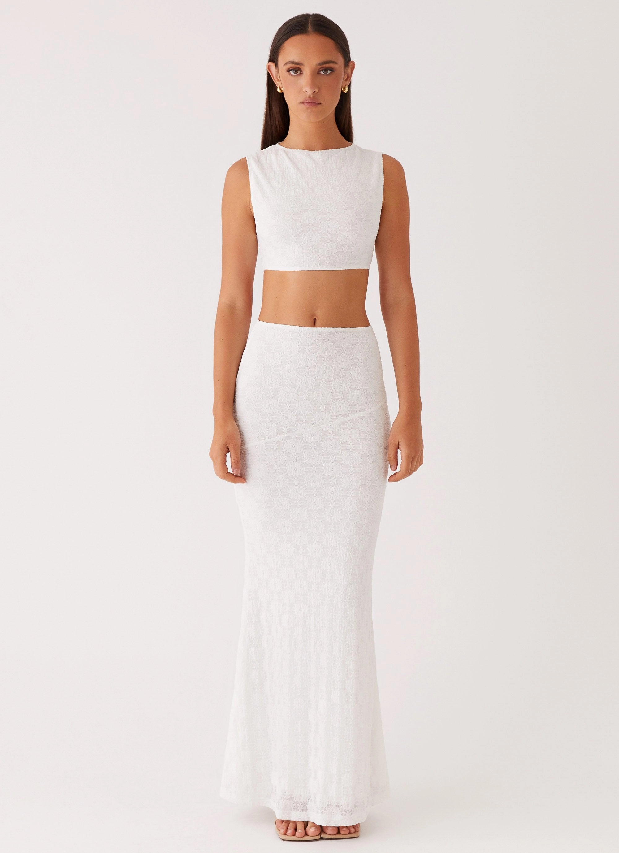 Issey Maxi Skirt - White Basic Look Windproof coating