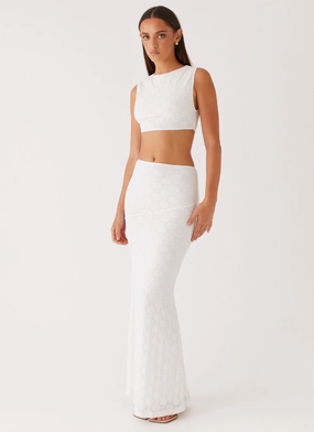 Non Binding Cuffs Cozy Stretch Fit Issey Maxi Skirt - White