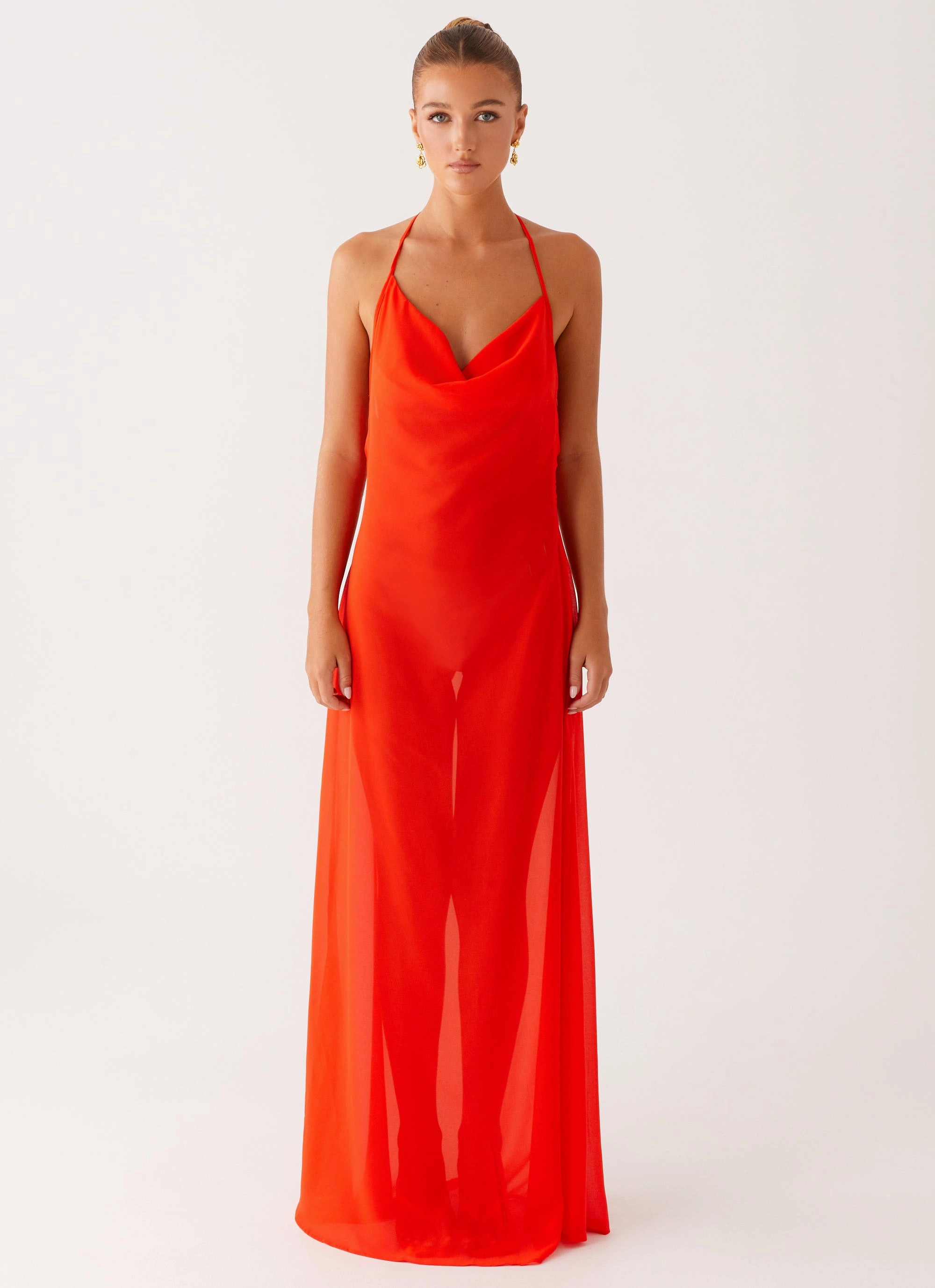 Fantasy Maxi Dress - Orange Clean Edge Tactile Feel