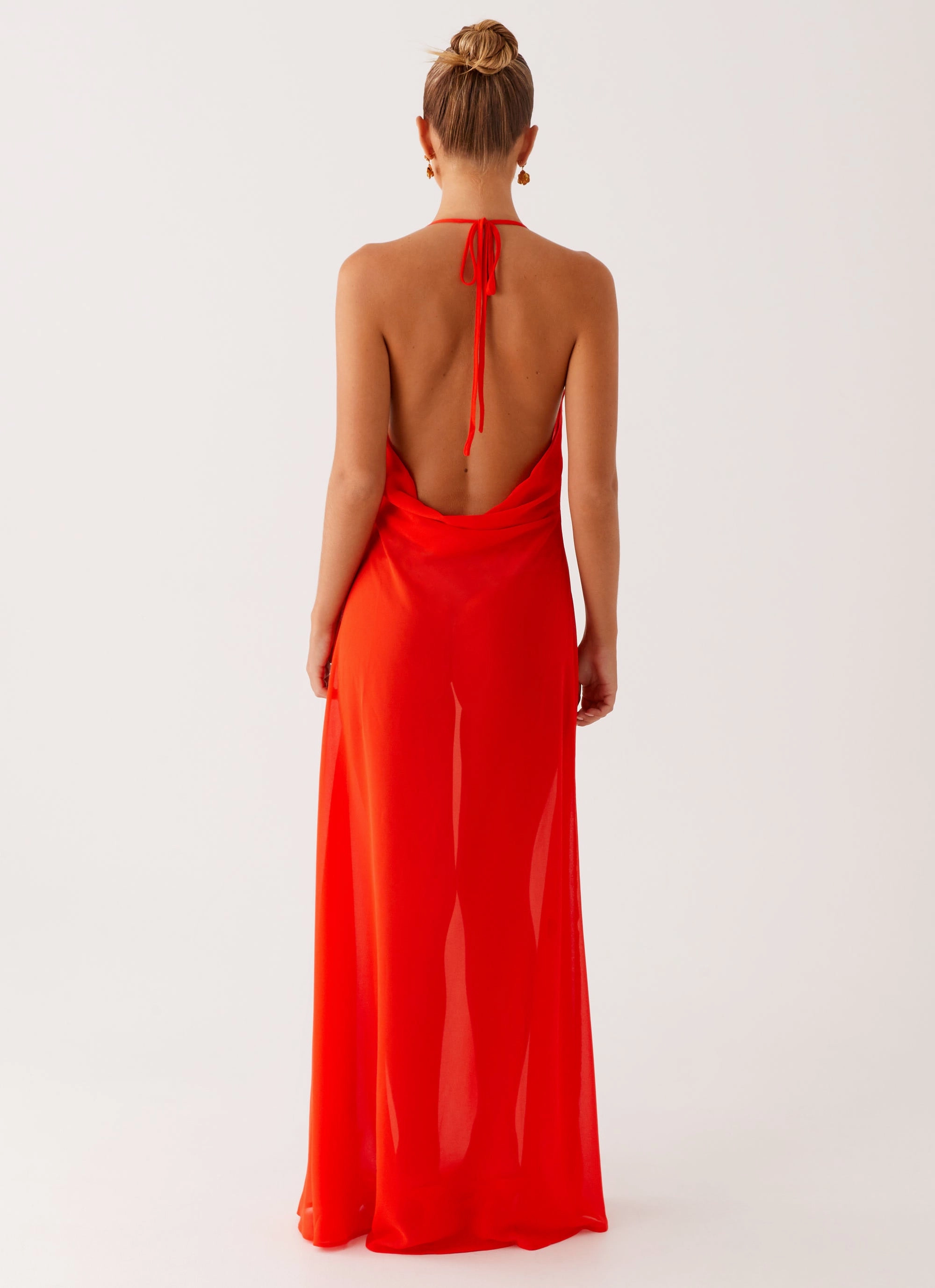 Fantasy Maxi Dress - Orange Statement-Piece Sleek Presence