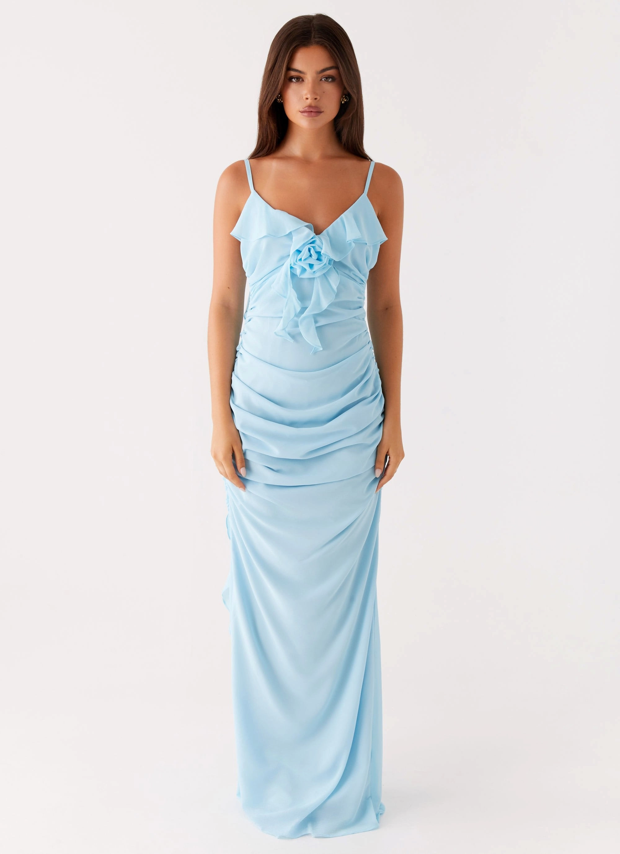 Jasmina Maxi Dress - Blue Smocked-Detail Everyday Comfort