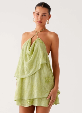 On The Go Beaded Mini Dress - Mint Fit Base