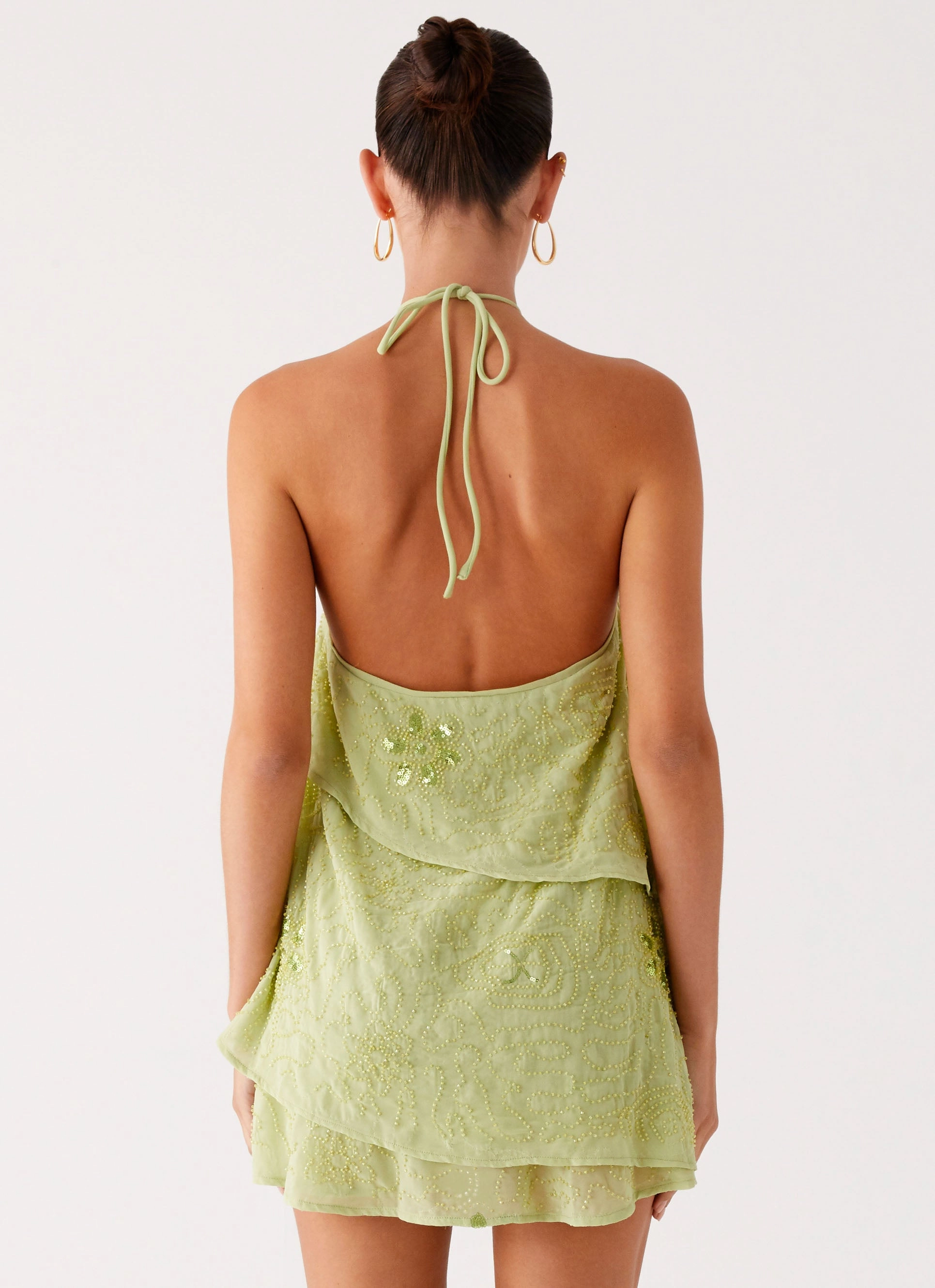 On The Go Beaded Mini Dress - Mint spring fresh