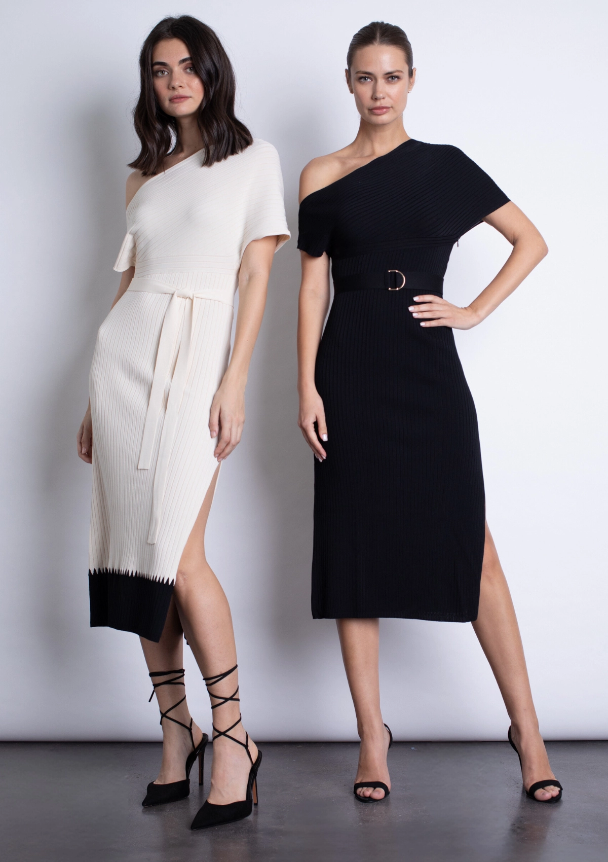 Amber Knit Midi Dress - Winter White Chill Detail Perfectly Tailored