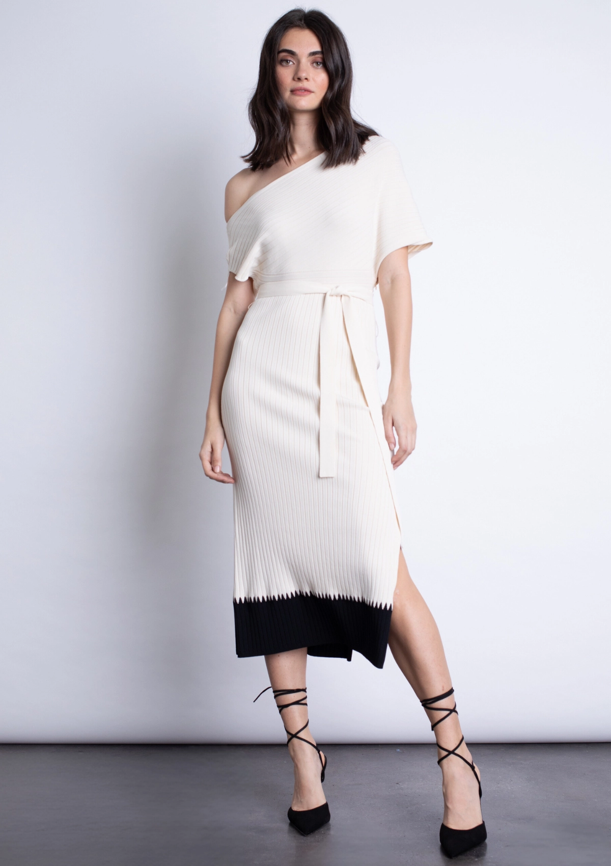 Bright-colored piece Graduation-Event Amber Knit Midi Dress - Winter White