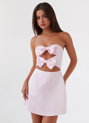 Smart and Stylish Girl Crush Bow Mini Dress - Pink