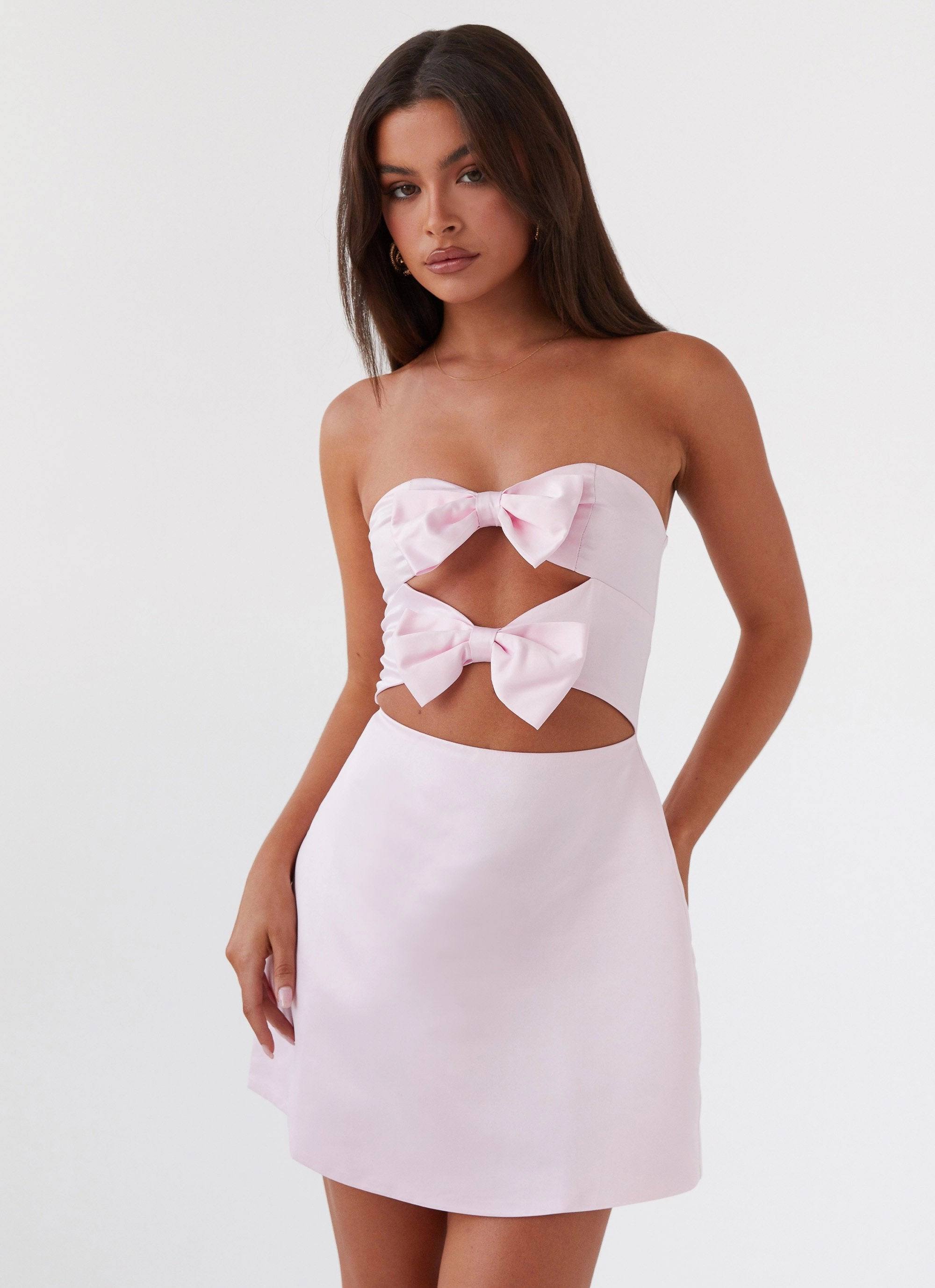 Smart and Stylish Girl Crush Bow Mini Dress - Pink