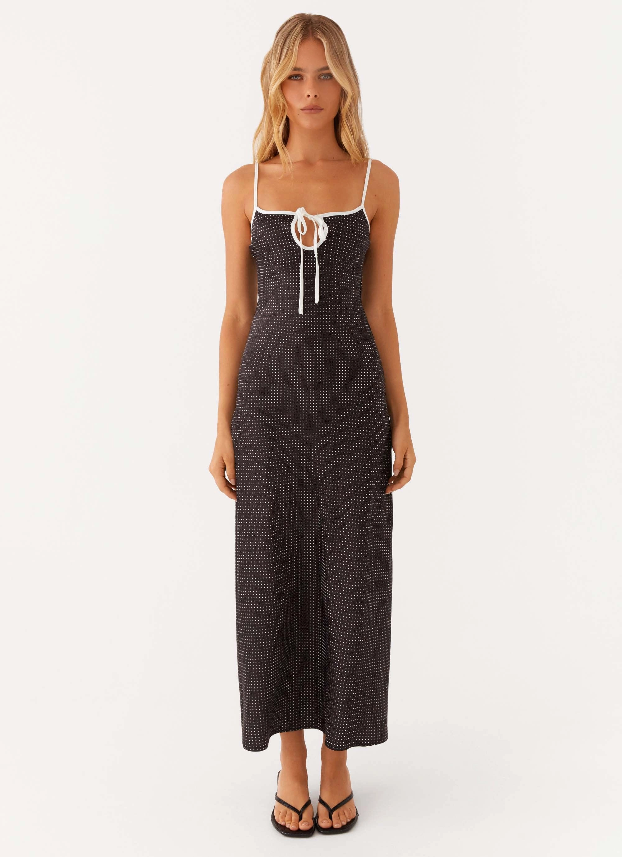 Polished look dress Sistine Midi Dress - Black Polkadot