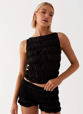 Anti Pilling Finish Clean Fit Girls Like Us Ruched Mini Shorts - Black