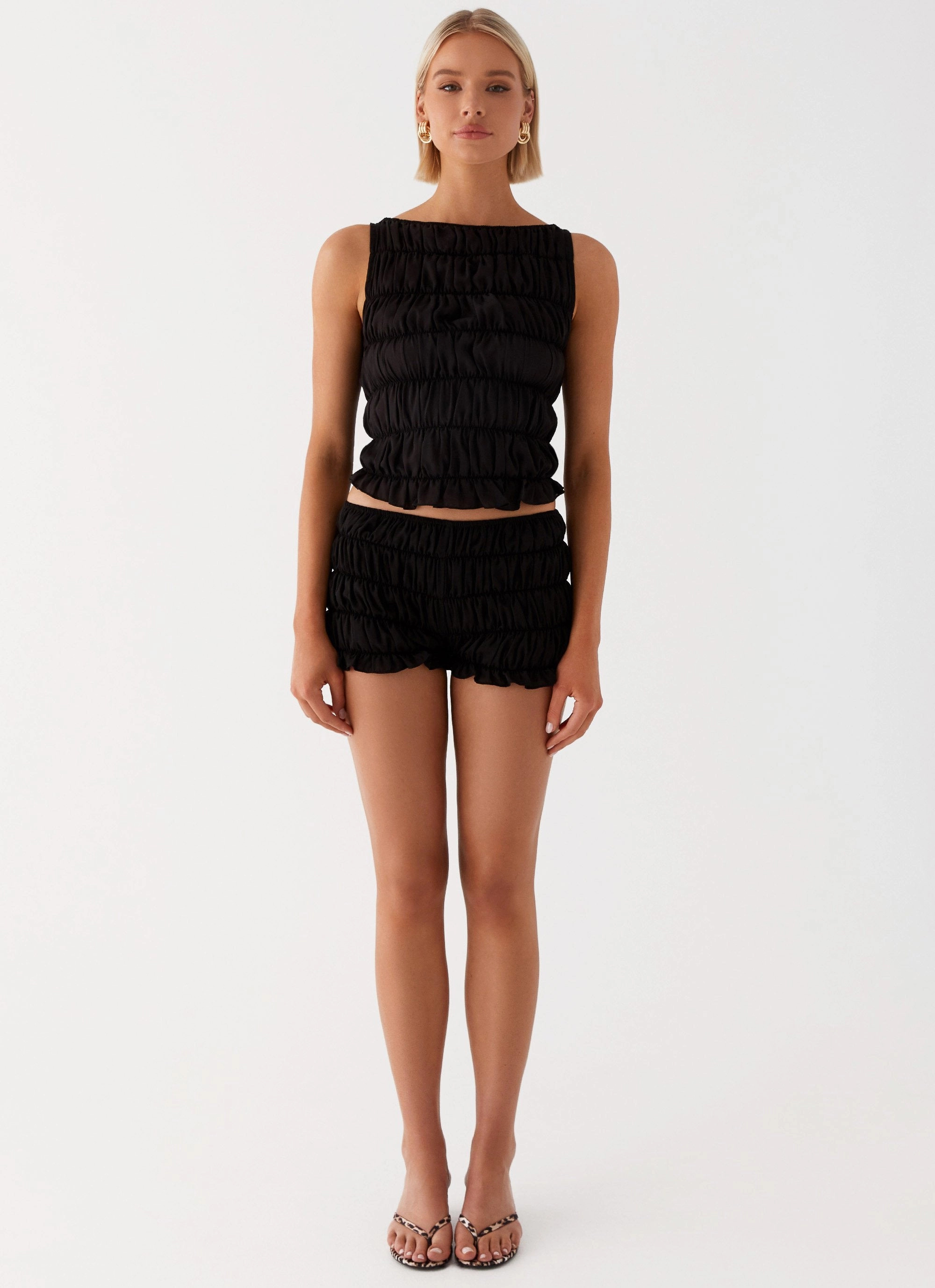 Girls Like Us Ruched Mini Shorts - Black No Fuss
