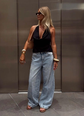 Trendy Cut Timeless Wide Leg Jeans - Bleached Blue
