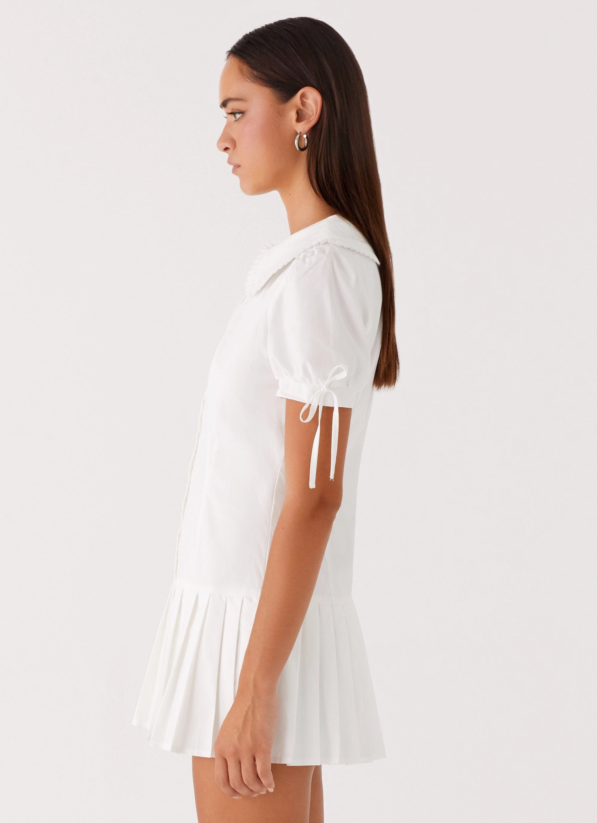 Elegant Layers Formal Choice To Us Pleated Mini Dress - White