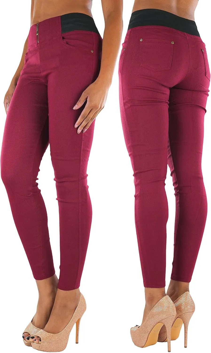 ToBeInStyle Women's Stylish Stretchy Twill Skinny Jeggings Pants