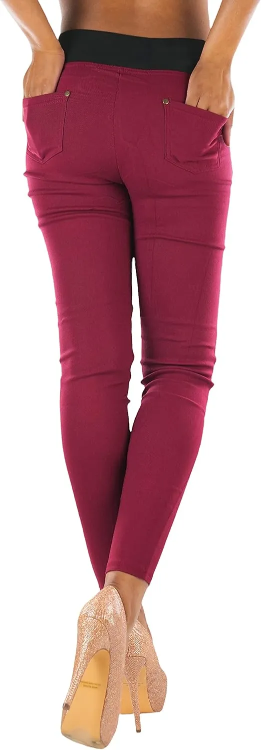 ToBeInStyle Women's Stylish Stretchy Twill Skinny Jeggings Pants