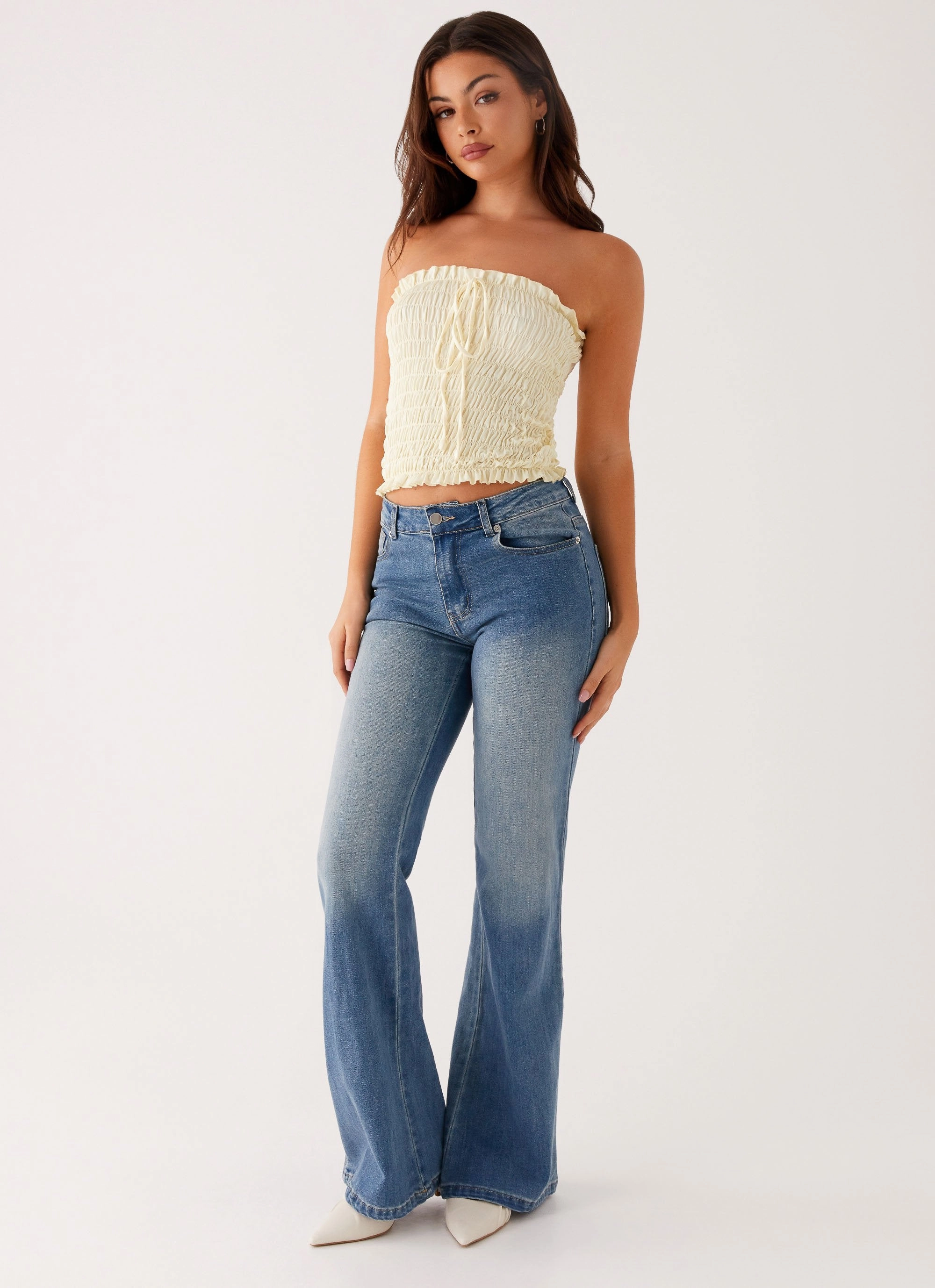 Soft Design DurablePolyester Tomi Bootleg Denim Jeans - Vintage Blue