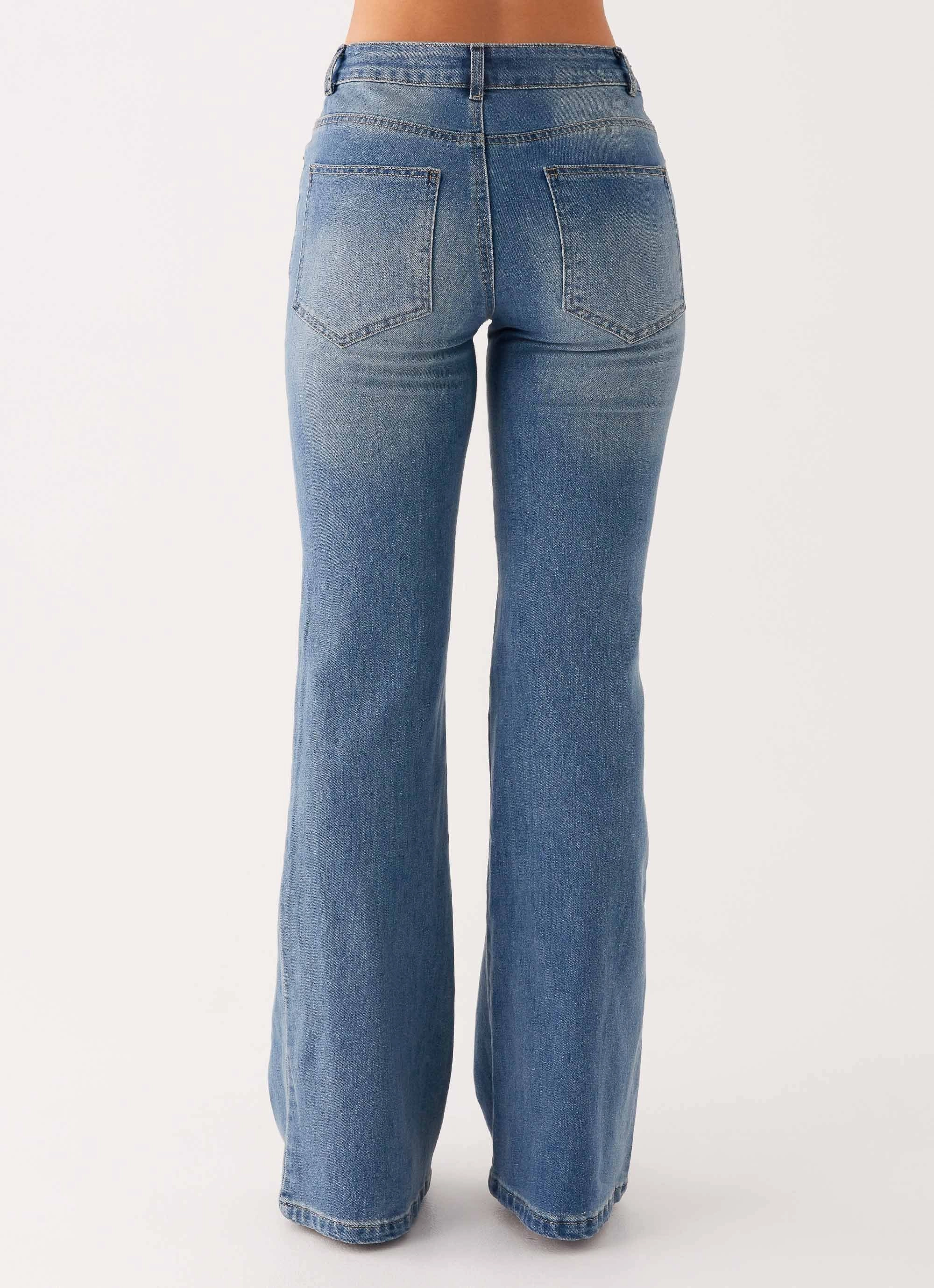 Tomi Bootleg Denim Jeans - Vintage Blue Smooth Fabric