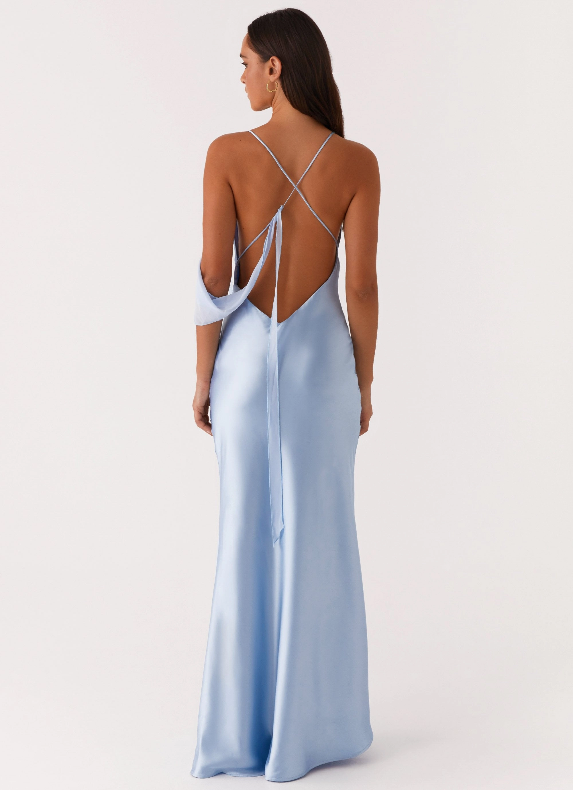 Too Sweet Satin Maxi Dress - Blue Timeless Wear