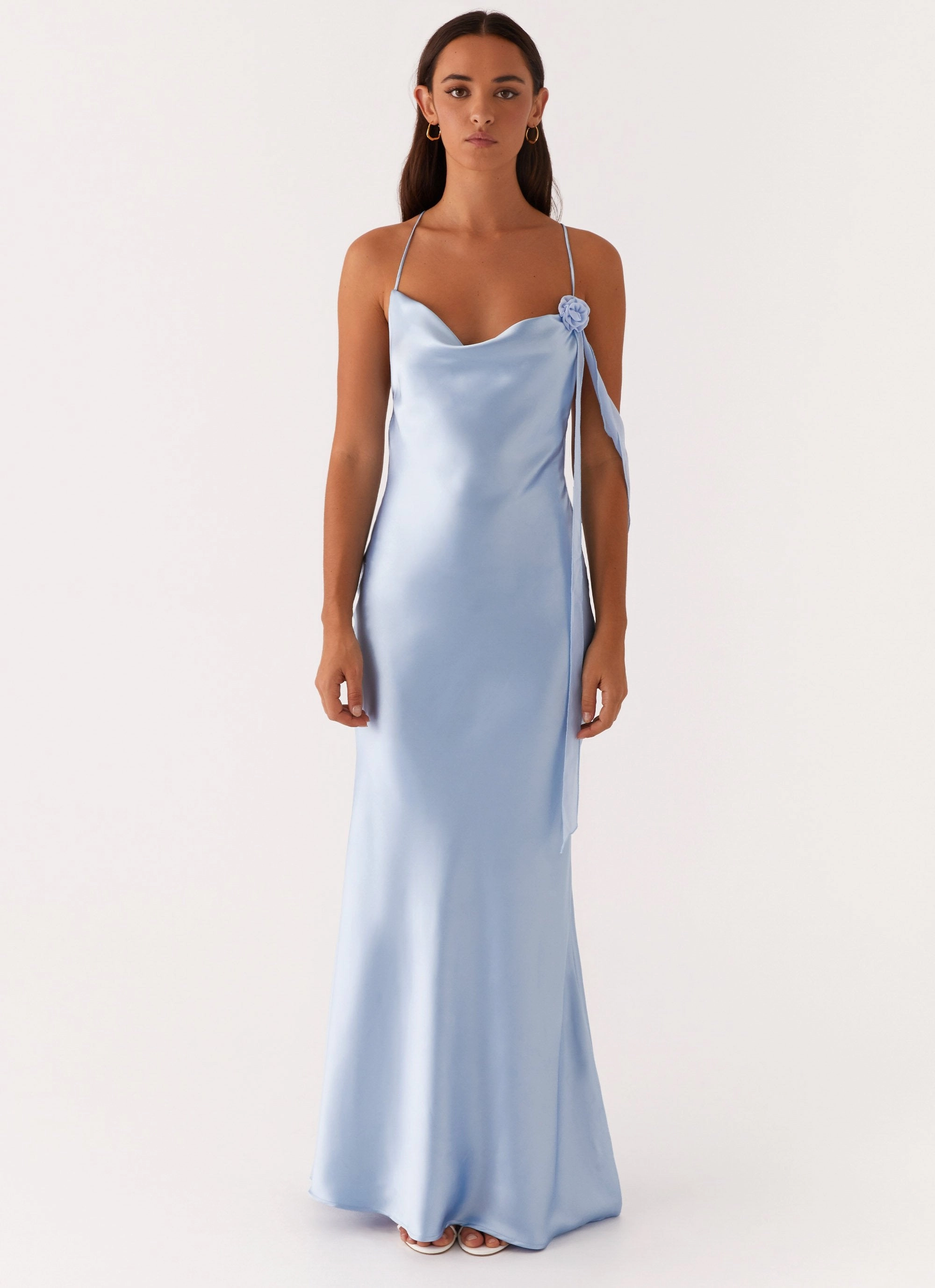 Too Sweet Satin Maxi Dress - Blue BiasCutSilhouette