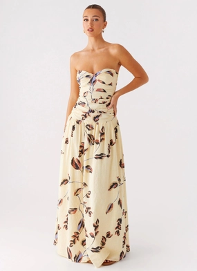 Relaxed work dress Subtle Finish Rhea Ruched Maxi Dress - Buttercream Bliss