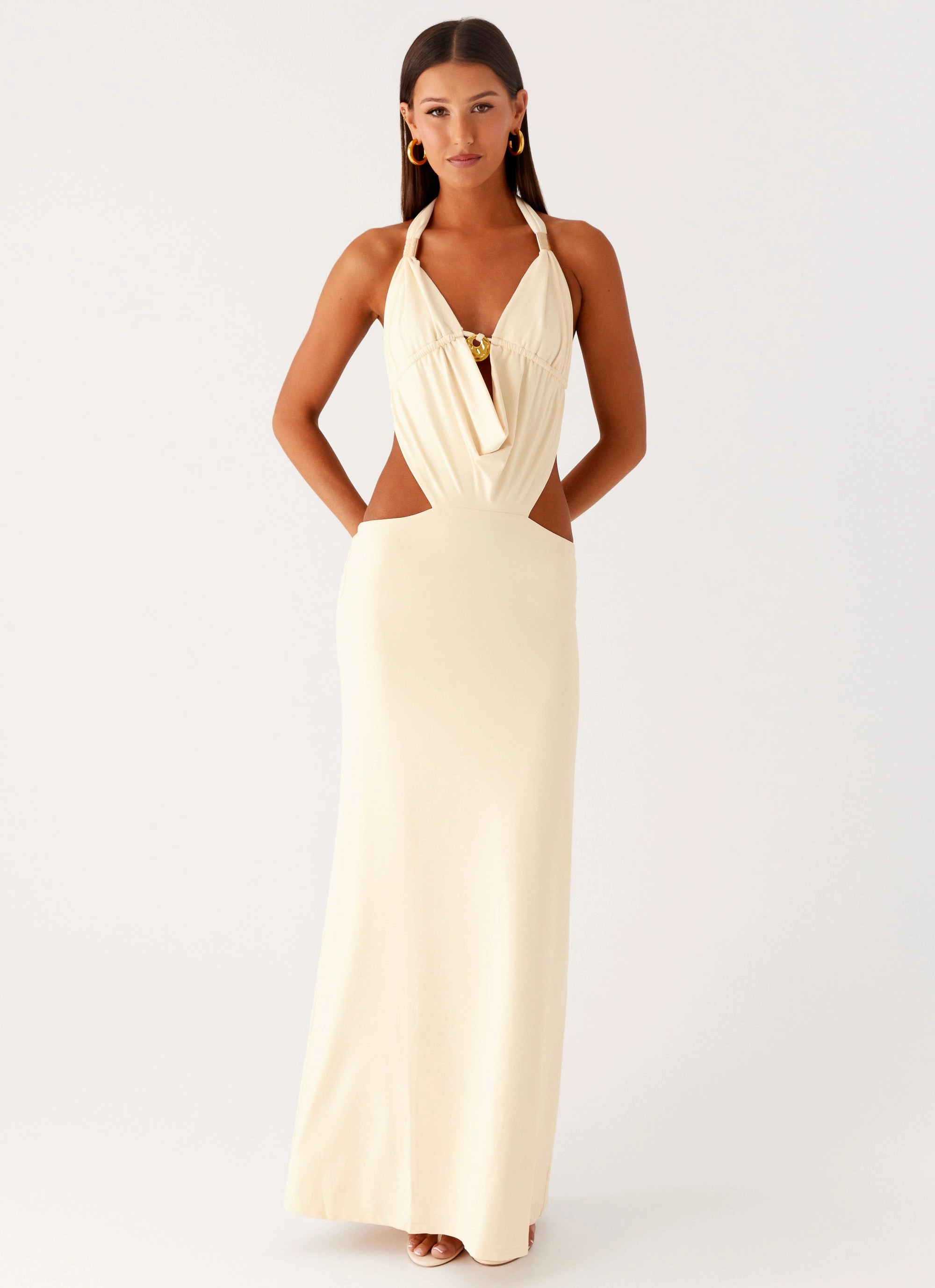 Anniversary-Event Torina Halter Maxi Dress - Lemon