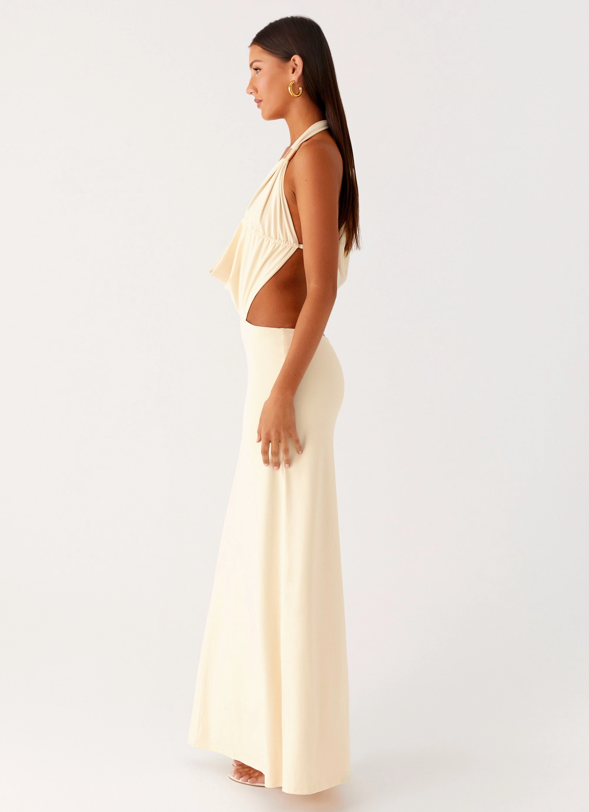 Torina Halter Maxi Dress - Lemon Emerging-Brand Tailored Piece