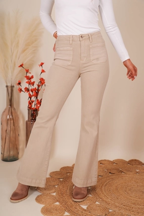 Belt loops Totally Far Out Flares-Khaki