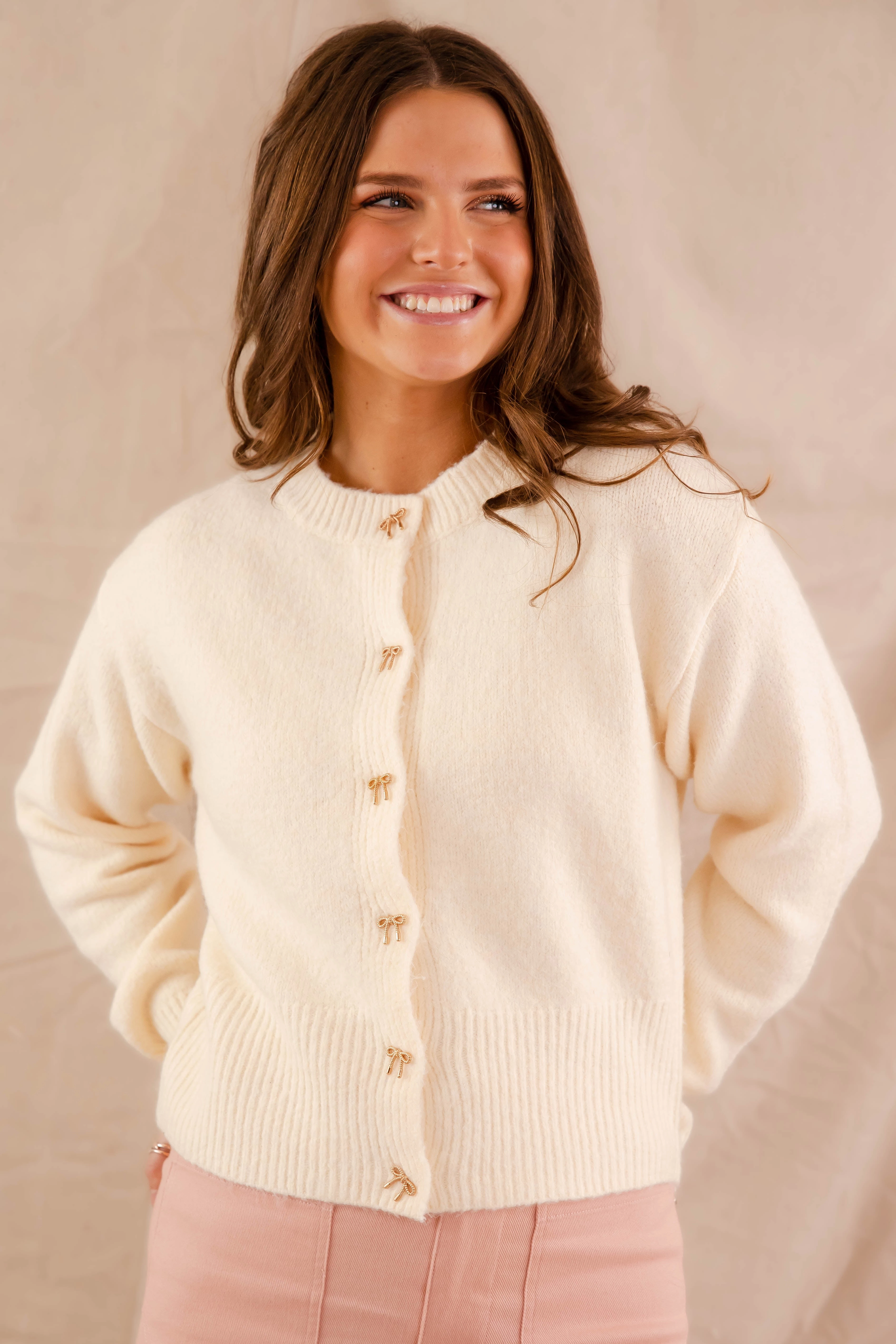 Recycled Material Blend Petal Sleeve Architecture Totally Smitten Cardigan-Cream