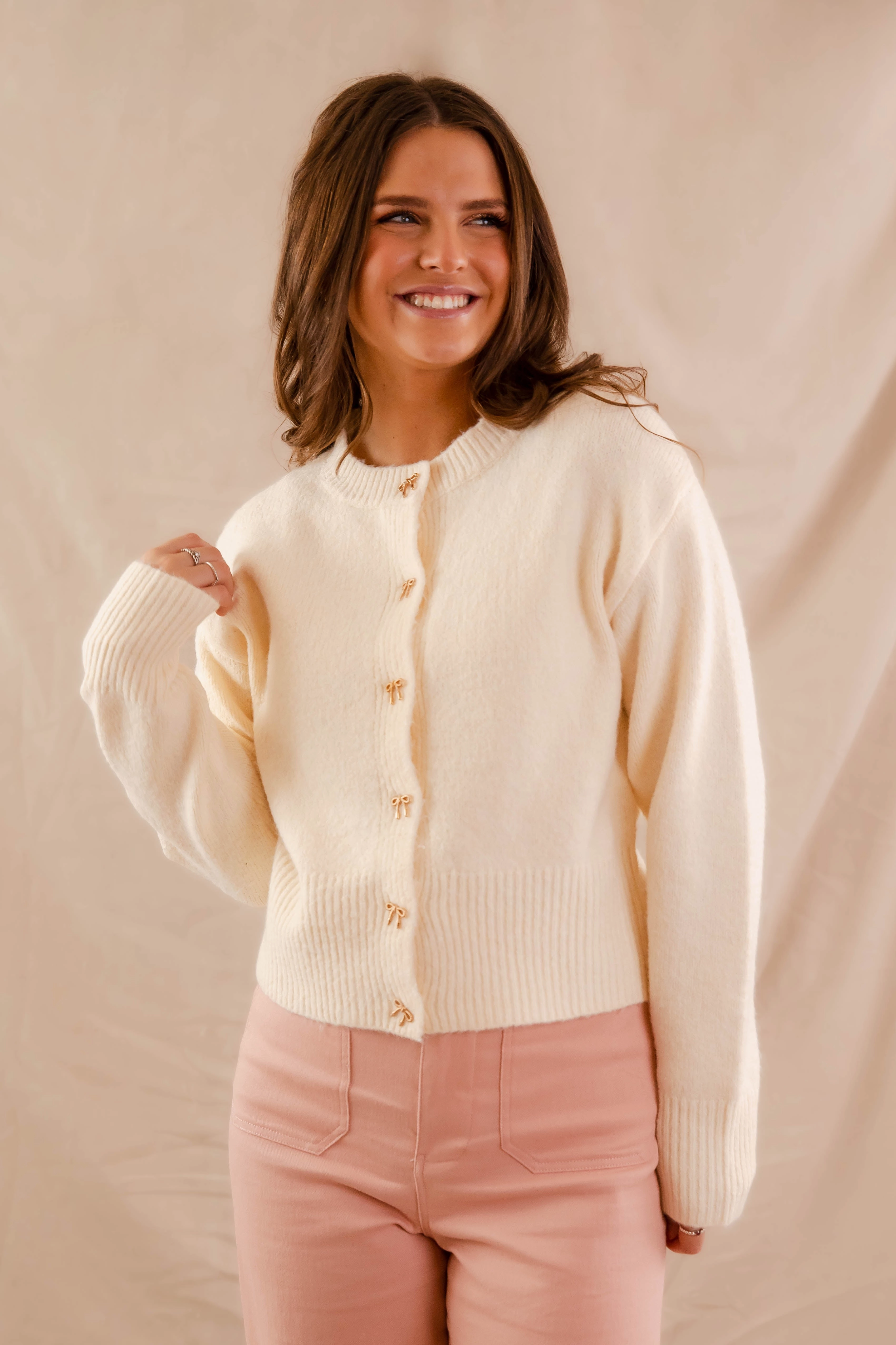 Everyday Comfort Fit Totally Smitten Cardigan-Cream