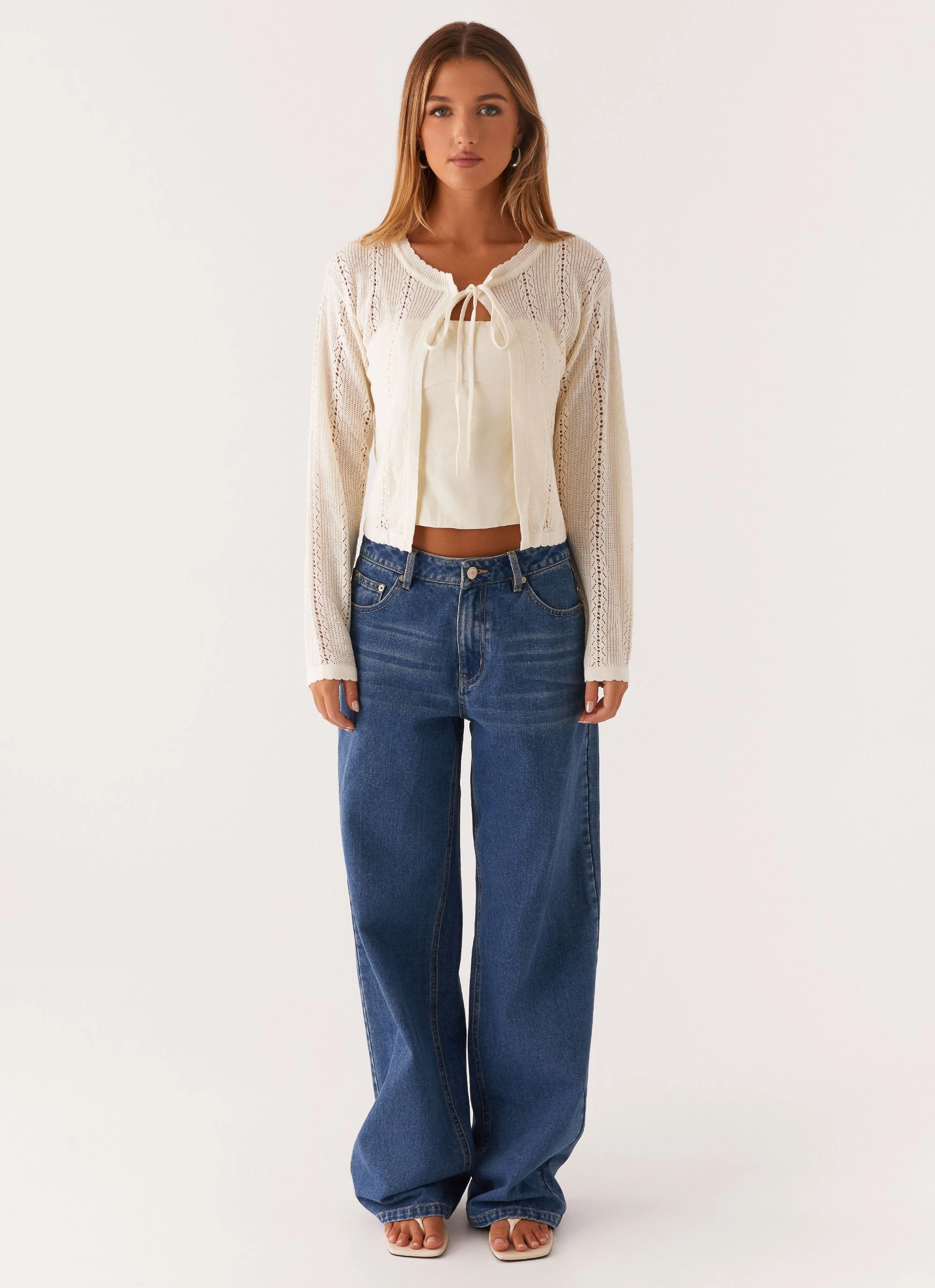 Insulated Lining Comfort Focused Design Tough Love Knit Cardigan - White