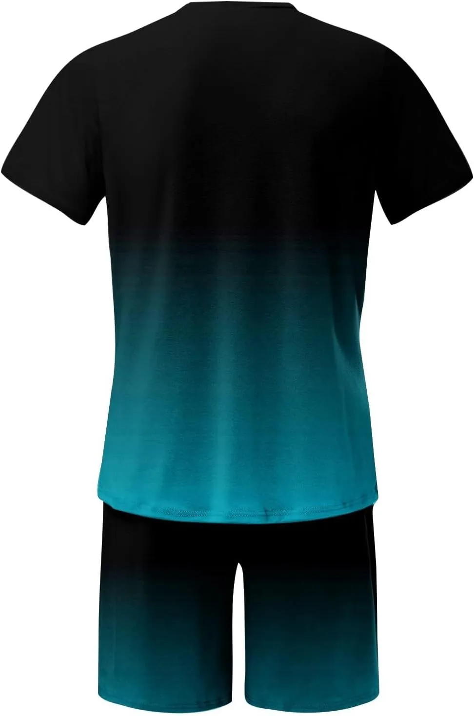 Track Suits for Men Set Short Sleeve Coconut Tree Print Gradient Shirt and Shorts 2 Piece Outfits Summer Casual Workout Sets