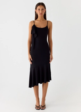 Simple yet sophisticated gown Tranquility Asymmetric Midi Dress - Black
